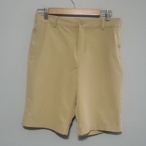 slazenger shorts boys size xl x-large tan thin fabric athletic golf flat front